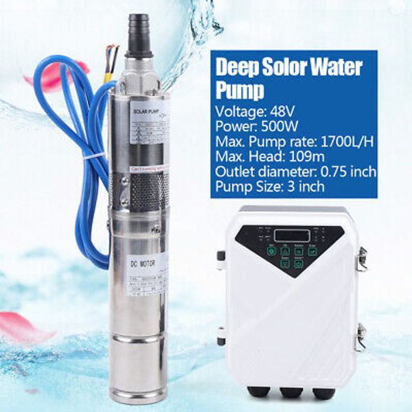 3" DC Solar Water Pump Submersible Deep Bore Well Pump With MPPT Controller 500W