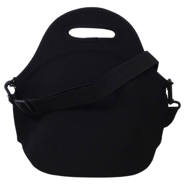 2-Way Lunch Bag, Cold Insulation, Bento Box, Elastic Material, Shoulder Bag, Crossbody Hanging, Lightweight, Outdoor, Black