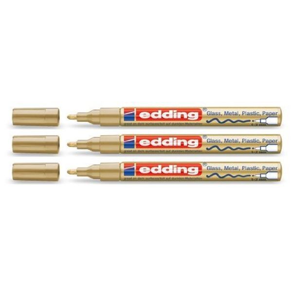 edding Creative 751 Gloss Paint Marker Gold 1-2 mm (Pack of 3)