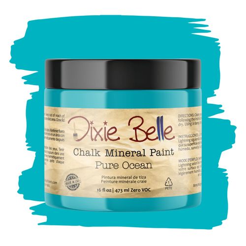 Dixie Belle Paint Company Chalk Finish Furniture Paint - Pure Ocean (16oz) - Matte Bright Teal Chic Chalk Mineral DIY Furniture Paint