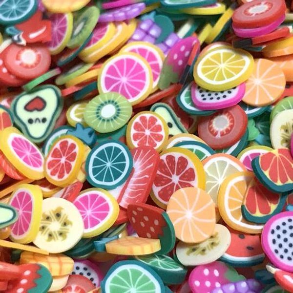 (2g set) Fruit decoration parts Fruit design mix Pre-cut Slice stick Polymer clay Resin parts Deco Resin inclusion Nail