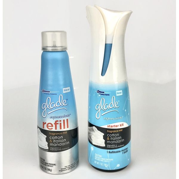 Glade Expressions Starter Kit + Refill Spray Mist Cotton & Italian Mandarin Set