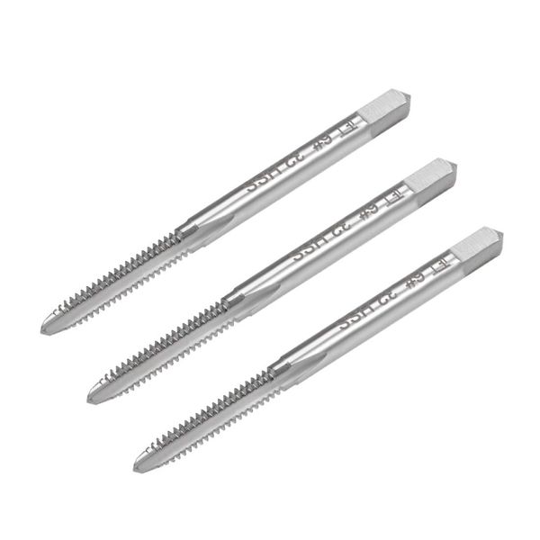 uxcell Machine Tap #6-32 UNC Thread 2B Class 3 Flutes High Speed Steel Screw Threading Tap Tapping Tool 3pcs