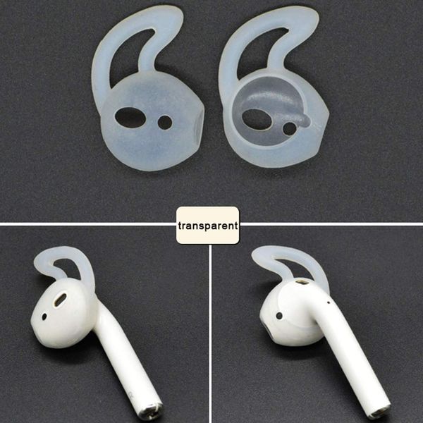 OneCut 5 Pairs Silicone Ear Tips Compatible for AirPods 1&2,Silicone Soft Anti-Slip Sport Earbud Tips, Anti-Drop Ear Hook Gel Headphones Earphones Protective Accessories Tips (Clear)