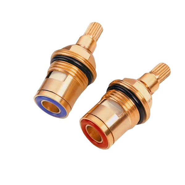 peiyee 2 Pieces Mixer Tap - Cartridge Tap Valves, Replacement Brass Disc Tap, Hot & Cold Faucet Valve Ceramic Tap Cartridge, Ceramic Disc Cartridges Tap Valve for Bathroom or Kitchen Tap