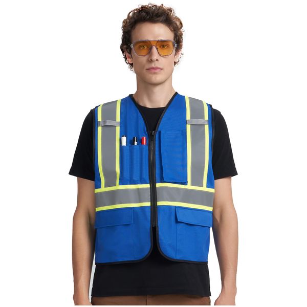 A-KSAFETY Blue High Visibility Vest