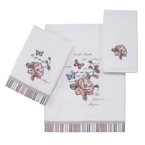 Avanti Linens - Hand Towel, Soft & Absorbent Cotton, Embroidered Bathroom Decor (Butterfly Garden Collection)