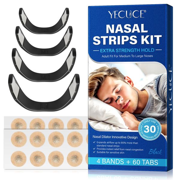 60PCS Magnetic Nose Strips, Magnetic Nose Strip, Nasal Strips, Nose Breathing Strips Magnet for Anti-Snoring, Nose Strips for Breathing, Instantly to Improve Sleep, Skin Safe and Comfort Nasal Strips