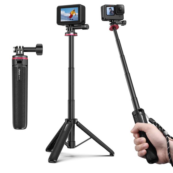 Ulanzi MT-72 GoPro Tripod, Selfie Stick, Mini 4-Level Telescopic Tripod and Monopod with Adjustable Toggle, Selfie Stick, Lightweight, Portable, GoPro Accessories, vlog Accessories, Compatible with