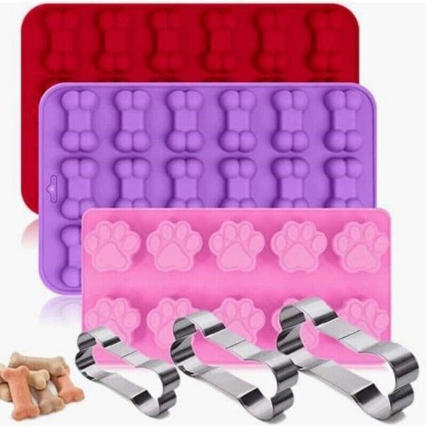 Dog Treat Molds Silicone Puppy Paw and Bone Elegant Chocolate Mold NonStick Food