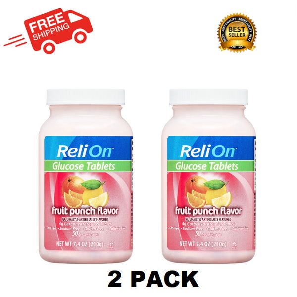 ReliOn Glucose Tablets, Fruit Punch Flavor, Fat Free ,50 Count Free delivery USA