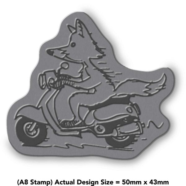 A8 'Fox Riding Scooter' Unmounted Rubber Stamp (RS00029966)