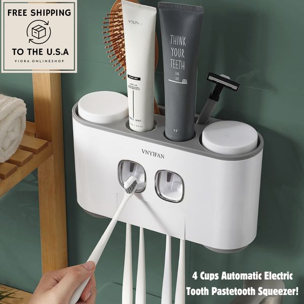 Wall-Mounted Toothbrush Holders with Toothpaste Dispenser: Automatic & Electric