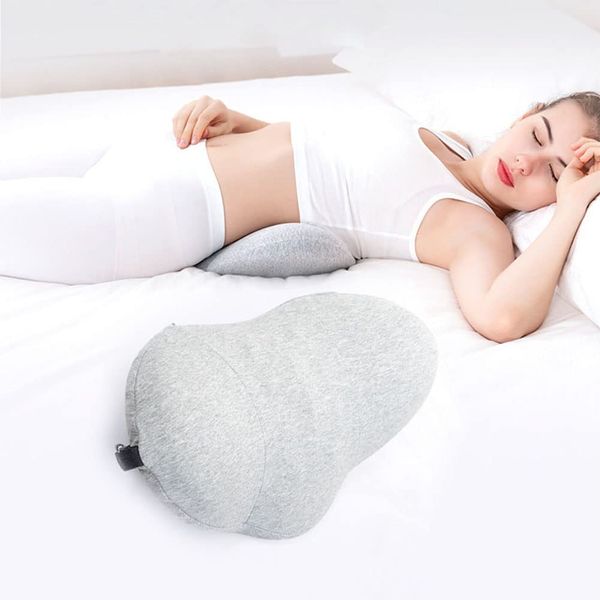 IBLUELOVER Lumbar Support Pillow Sleeping Waist Pillow Memory Foam Lumbar Roll Pillow Wedge Cushion for Lower Back Pain Spine Sciatic Pain Relief for Bed Sofa Car Seat Travel