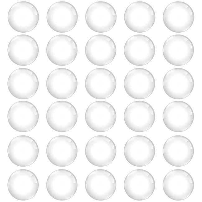 30PCS Clear Glass Cabochons 1 Inch Dome Tile Clear Glass Tiles Non-Calibrated Round Gems for Crafts, Pendants, Picture Jewelry Making, Rings