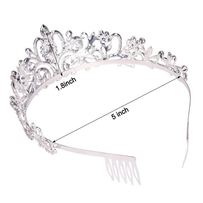 Crystal Crowns and Tiaras for Women Girls and Princess Crown with Combs Tiaras for Birthday Party Wedding Prom Christmas (01 Silver)