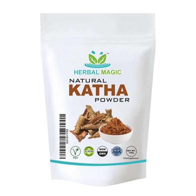 Herbal Magic's Natural Katha Powder (Acacia Catechu) Natural Hair Conditioner Color, Hair Mask Free from artificial preservatives/chemicals - Premium Quality-100g (Pack of 1)
