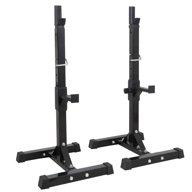 F2C Max Load 550Lbs Pair of Adjustable 40"-66" Squat Rack Sturdy Steel Squat Barbell Free Bench Press Stands GYM/Home Gym Portable Dumbbell Racks Stands (one pair/two pcs)