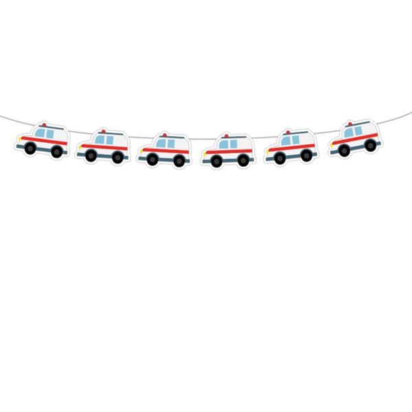 3.9" Tall - Ambulance Banner, Ambulance Garland