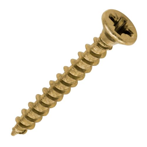 TIMCO Solo Chipboard & Woodscrews - Gold - 3.5 x 30 - Box of 200 - A Single Thread woodscrew mainly Used in Various Types of Timber and Man-Made Boards or into Masonry with The use of Plastic Plug