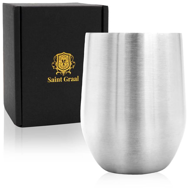 SaintGraal Stainless Steel Tumbler, Vacuum Insulated, Stylish Gift, Birthday, Father's Day, Father's Day, Men, Gift, Liquor, Whiskey, Goods, Silver)