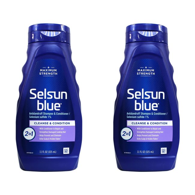 Selsun Blue Shampoo Naturals Dandruff 2-In-1 Strength 11 Ounce (325ml) (2 Pack)