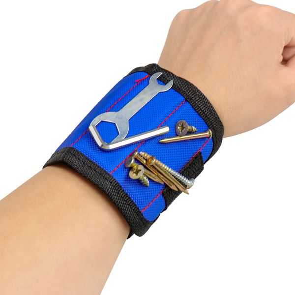 Accessotech Magnetic Wristband Hand Tool Kit Screw Storage Bracelet Holder (Blue)