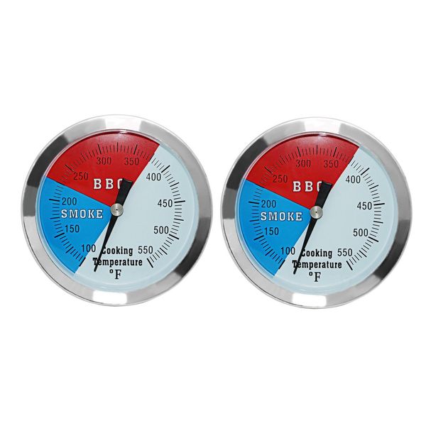 3 1/8 inch BBQ Thermometer Gauge 2 Pcs Charcoal Grill Pit Smoker Temp Gauge Grill Thermometer Replacement for Oklahoma Joe's Smokers, and Smoker Wood Charcoal Pit, Large Face Grill Thermometer