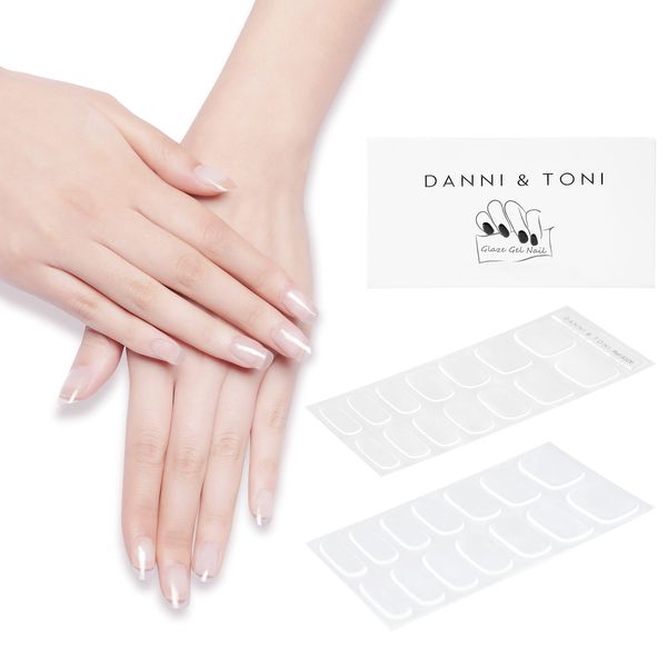 Danni & TONI Gel Nail Stickers, Transparent, Clear, Unisex, Semi-Cure Type, Reinforced Nail Protection, Waterproof, 2 Weeks, Long Lasting, SGS Certified, Safe, For Office Work, Simple, Scissors, 28 Stickers