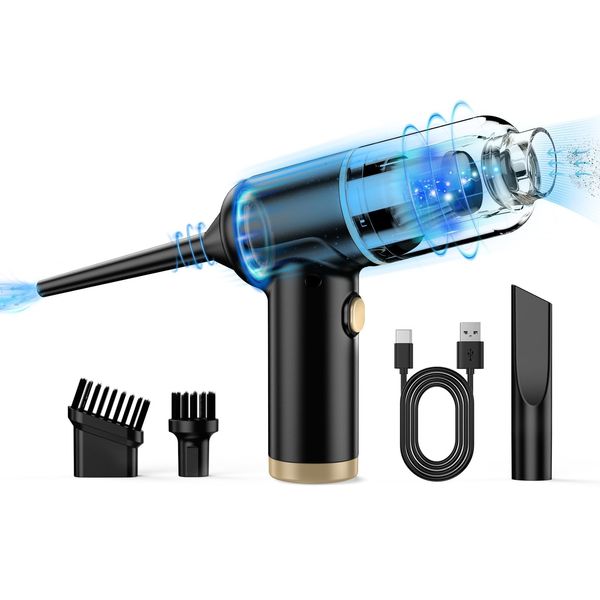 Pubfun Air Duster, Keyboard Cleaner, Mini Vacuum, 3-in-1 Electric Air Kit, Cordless Air for Computer Desk Electronics Dust Cleaning, Air Groin Hair