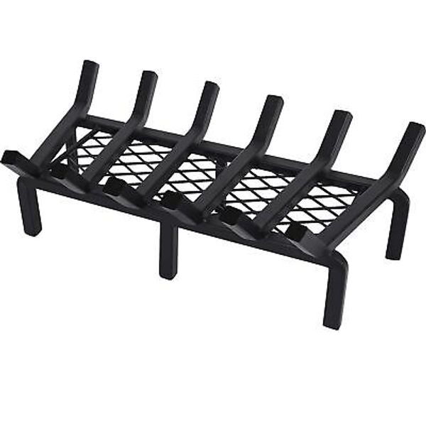 20 Inch Fireplace Grate with Ember Retainer,Cast Iron Fireplace Log Grate,Fir...