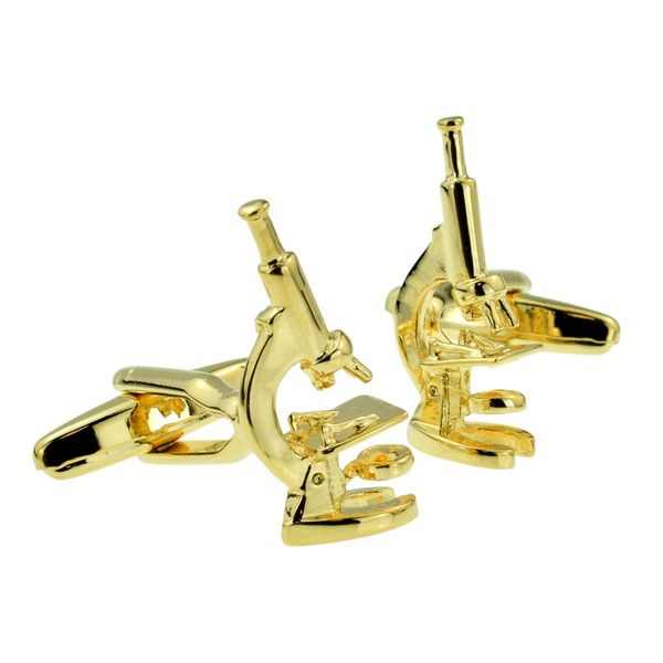 Gold Plated Scientific Microscope Cufflinks Presented in a Box